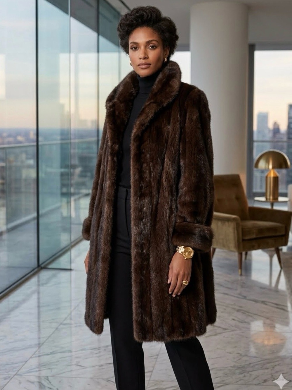 Dennis Basso Brown Faux Fur Coat - Size 1X